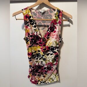 CAbi Multicolor Floral V-Neck Sleeveless Blouse